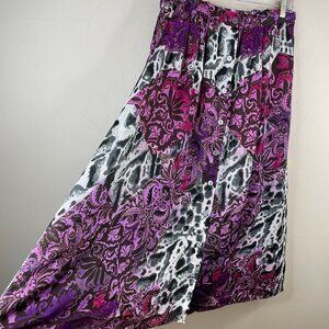 Vintage Women Whimsigoth Fairy Grunge Midi Skirt Size 12 Purple Black Flowy Full